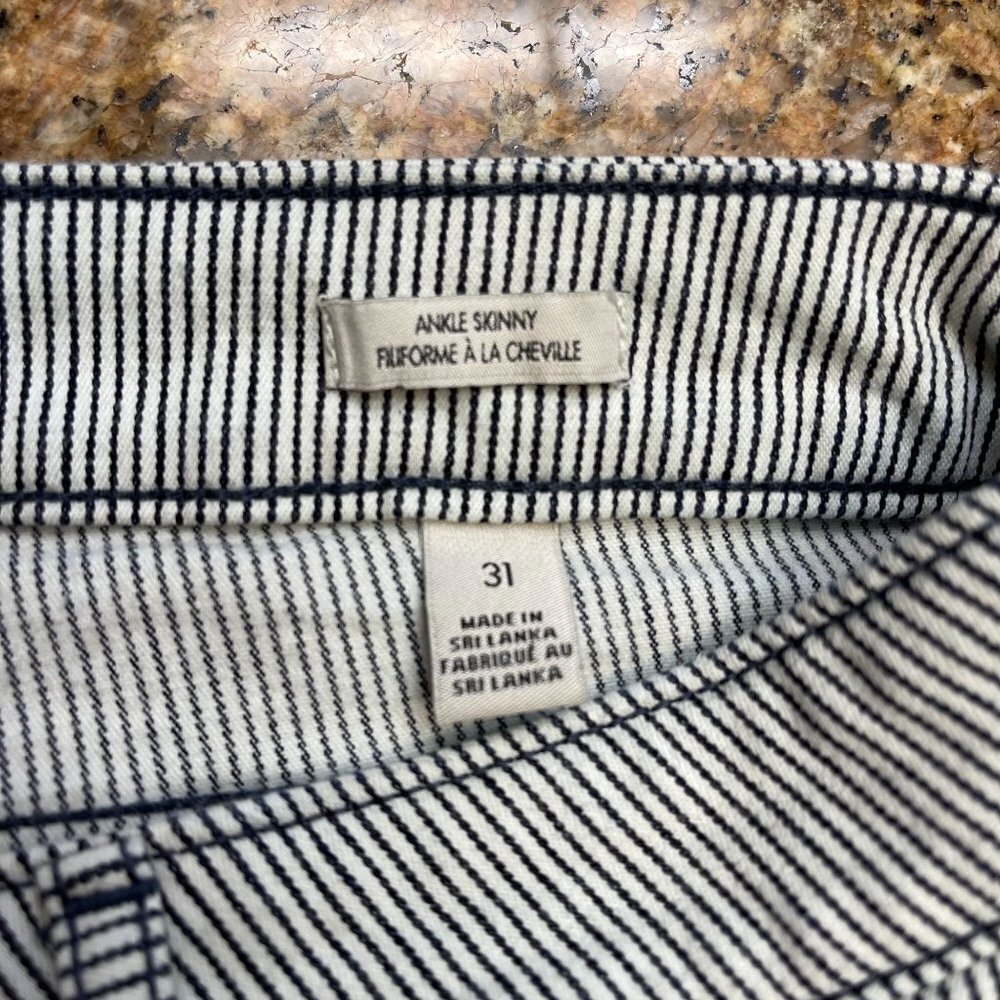 Calvin Klein Jeans Women Striped Black White Pants Skinny Ankle 5 Pockets Sz 31 - Picture 12 of 14